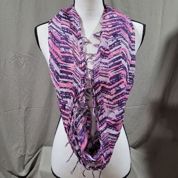 Pink purple thin wrap infinity scarf - Picture 2 of 4